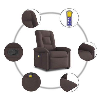 vidaXL Fauteuil de massage releveur marron foncé tissu