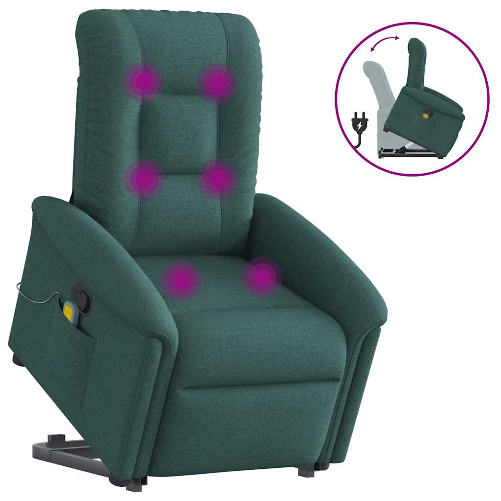 vidaXL Fauteuil de massage releveur Vert foncé Tissu