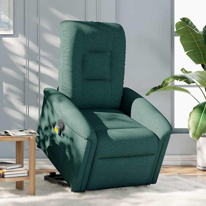 vidaXL Fauteuil de massage releveur Vert foncé Tissu