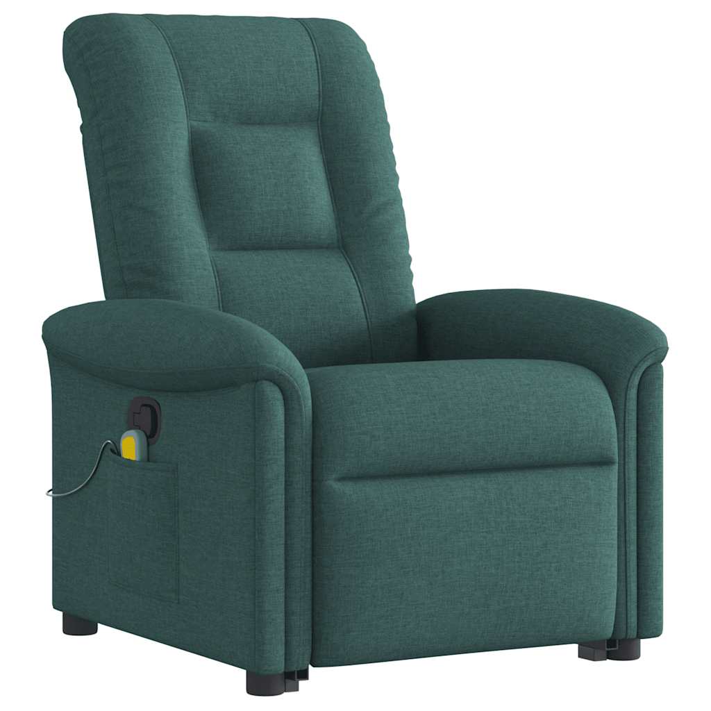 vidaXL Fauteuil de massage releveur Vert foncé Tissu