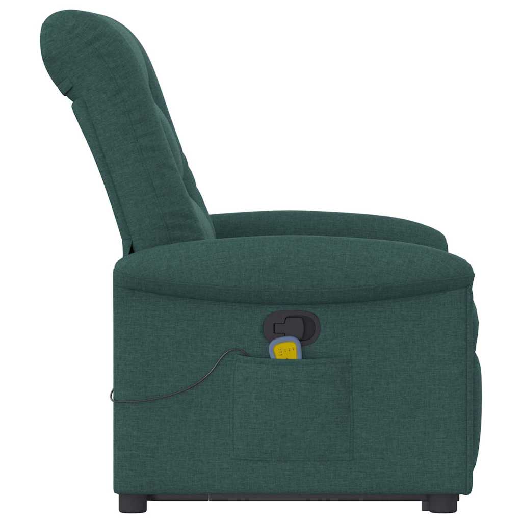 vidaXL Fauteuil de massage releveur Vert foncé Tissu