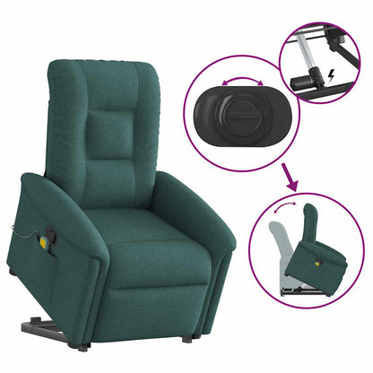 vidaXL Fauteuil de massage releveur Vert foncé Tissu