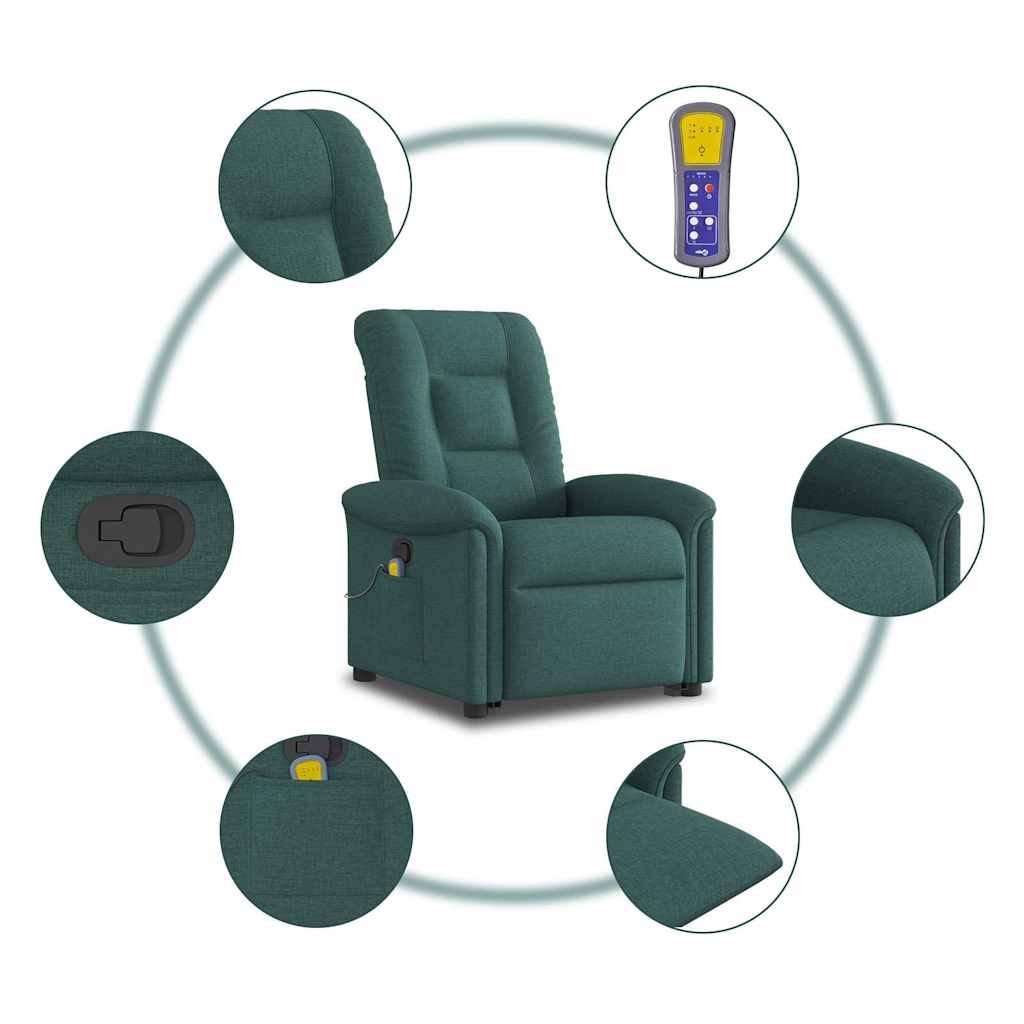 vidaXL Fauteuil de massage releveur Vert foncé Tissu