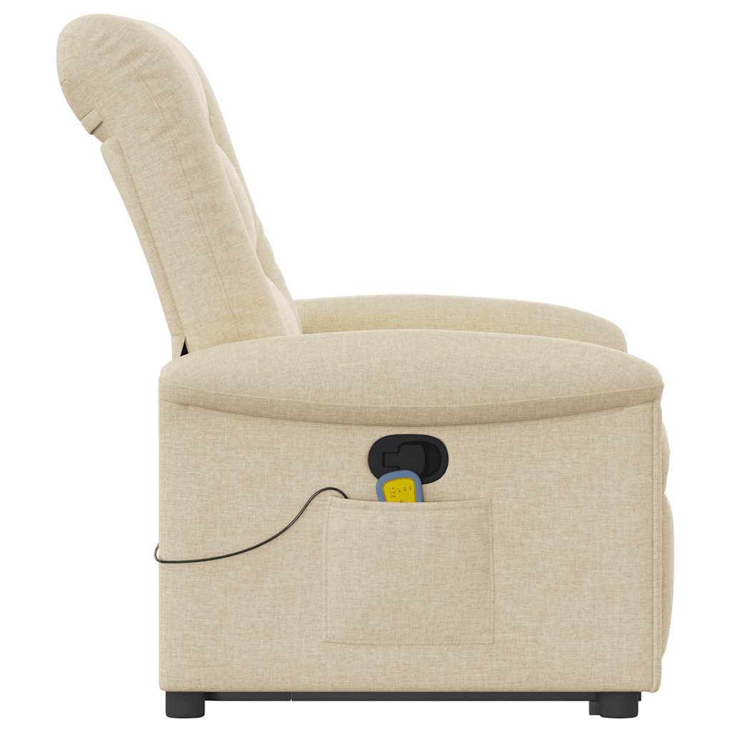 vidaXL Massagesessel mit Aufstehhilfe Creme Stoff