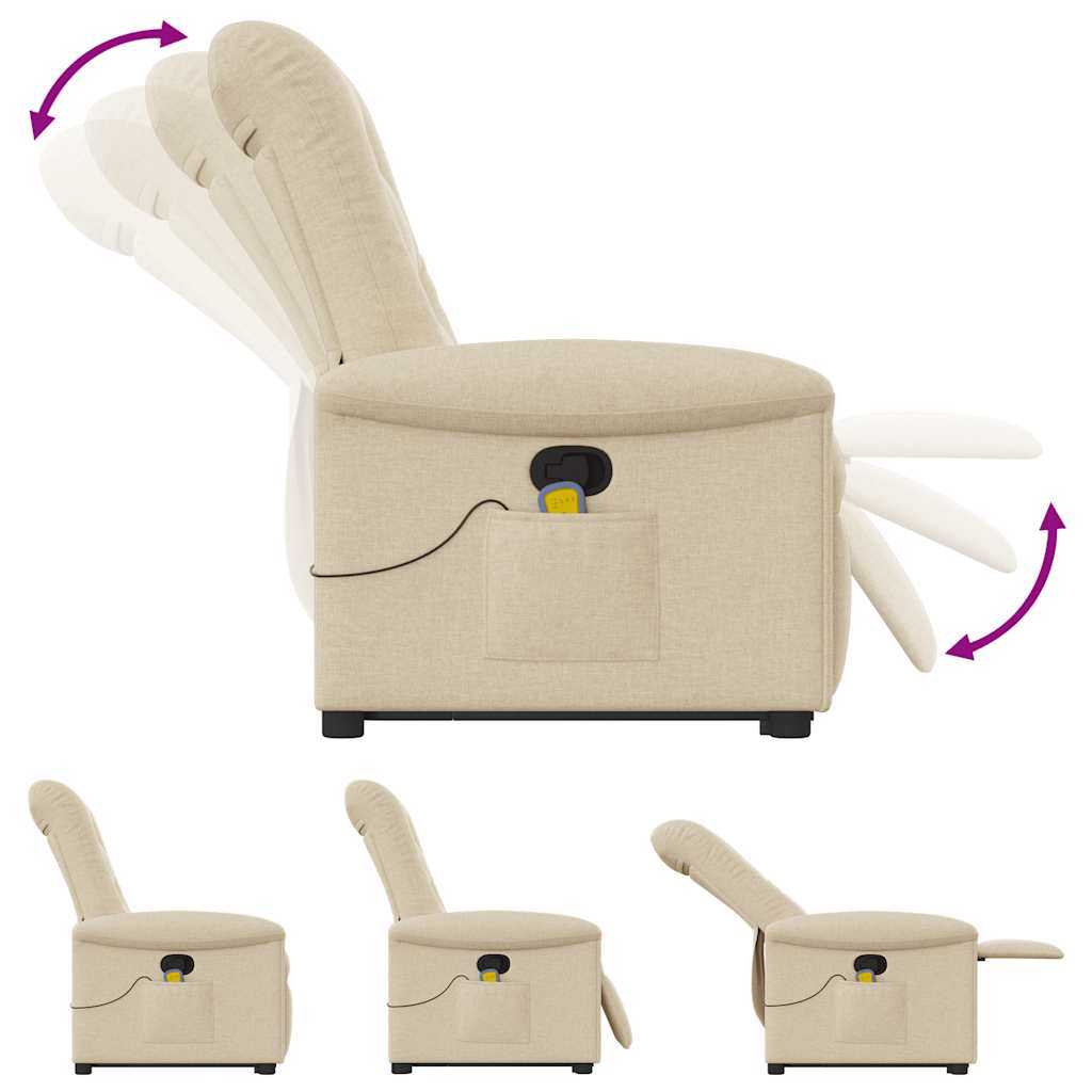 vidaXL Massagesessel mit Aufstehhilfe Creme Stoff