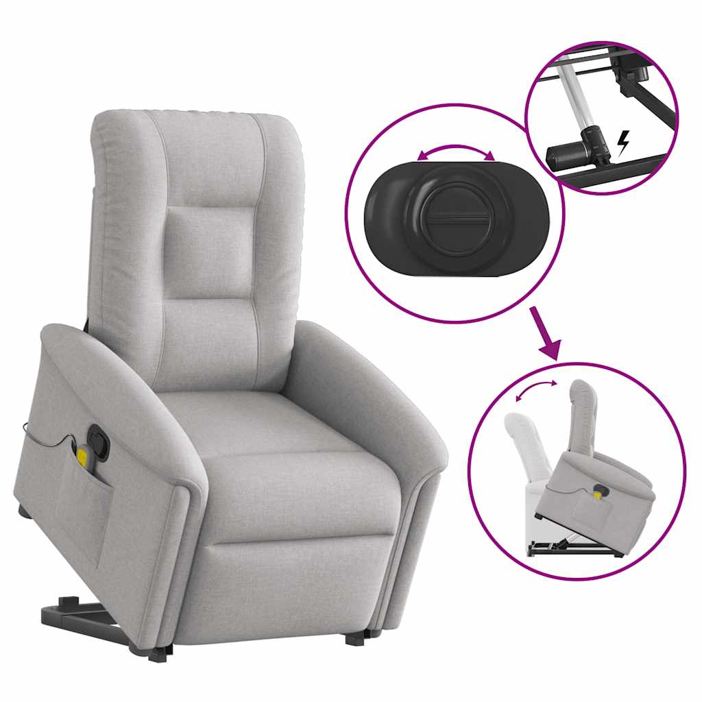 vidaXL Fauteuil de massage inclinable avec fonction de levage Gris nuage Tissu