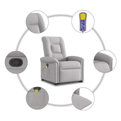 vidaXL Fauteuil de massage inclinable avec fonction de levage Gris nuage Tissu