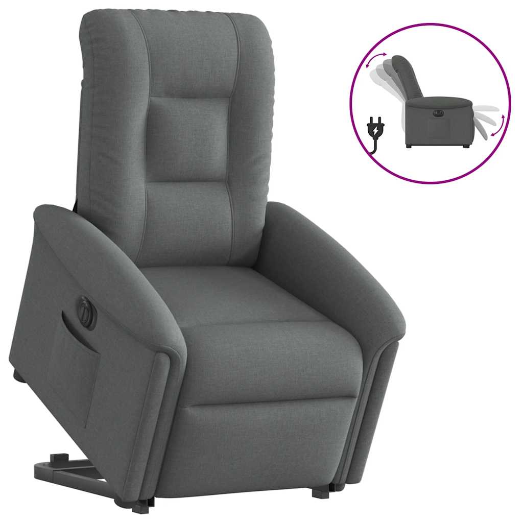 Fauteuil inclinable électrique avec fonction releveur vidaXL, tissu gris foncé