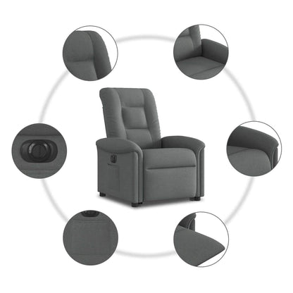 Fauteuil inclinable électrique avec fonction releveur vidaXL, tissu gris foncé