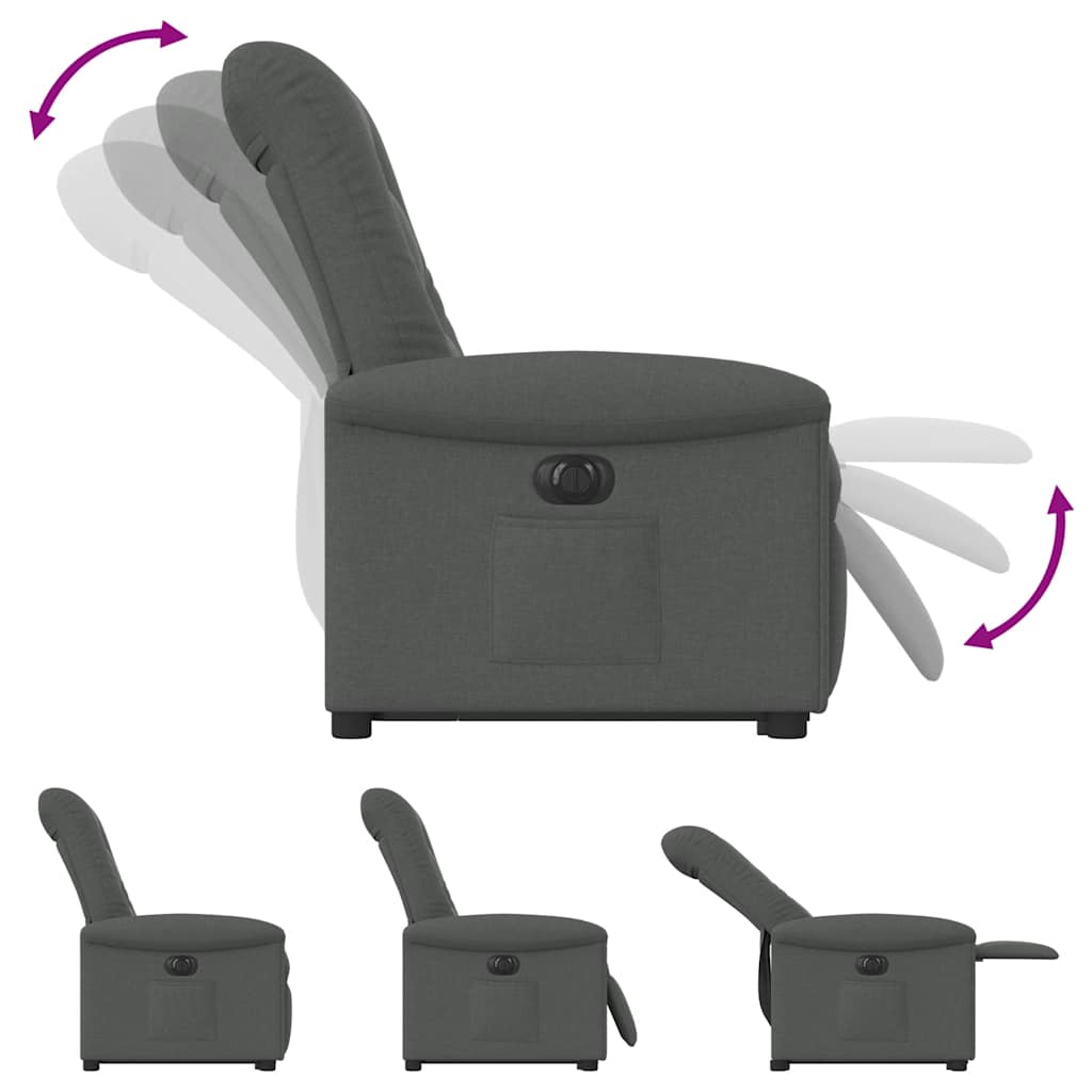 Fauteuil inclinable électrique avec fonction releveur vidaXL, tissu gris foncé