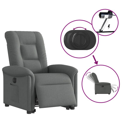 Fauteuil inclinable électrique avec fonction releveur vidaXL, tissu gris foncé