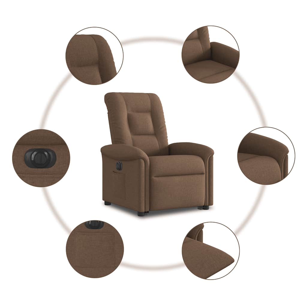 vidaXL Relaxsessel mit Aufstehhilfe Elektrisch Braun Stoff