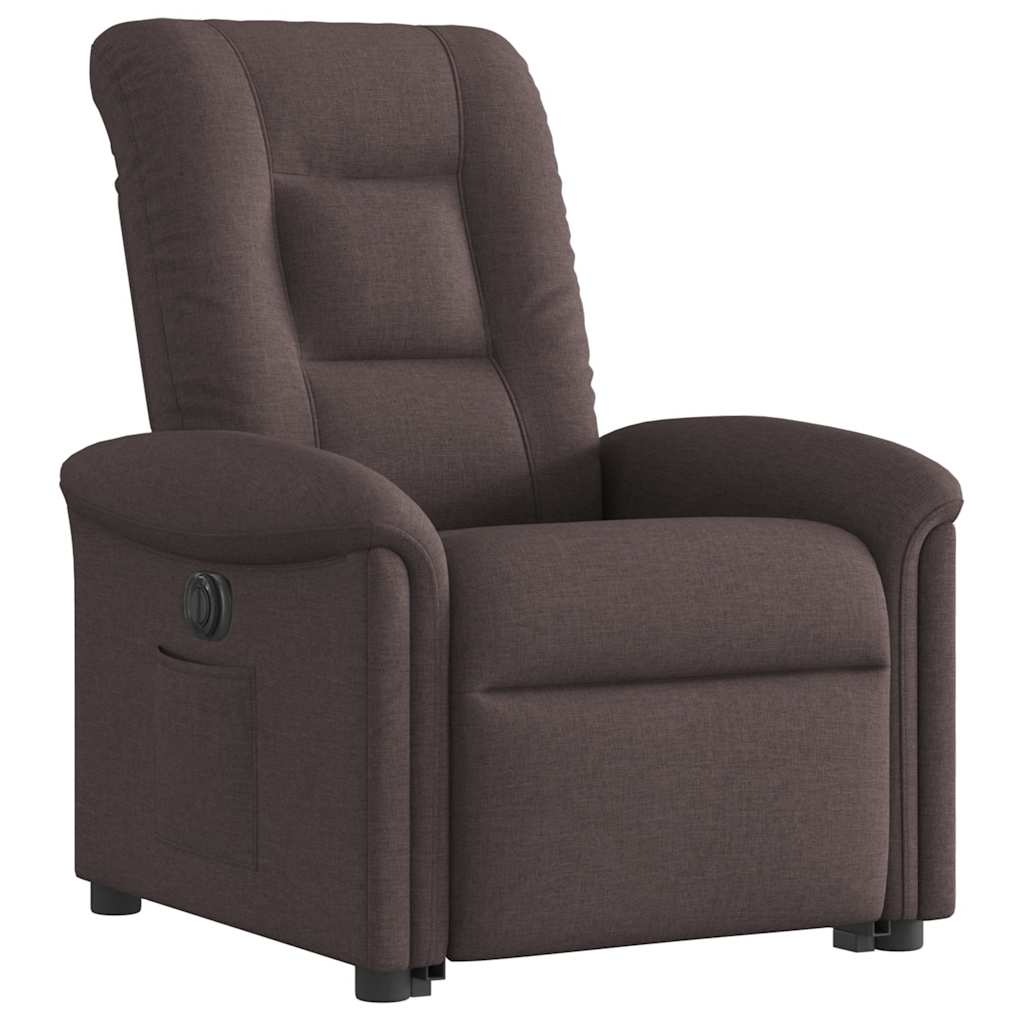 vidaXL Fauteuil inclinable électrique avec fonction releveur Tissu marron foncé