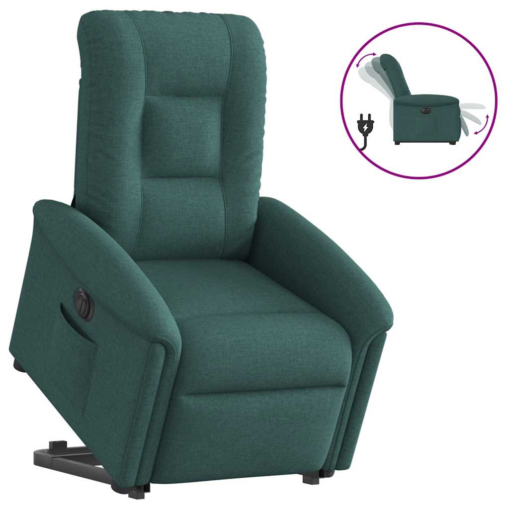 vidaXL Fauteuil releveur électrique en tissu vert foncé