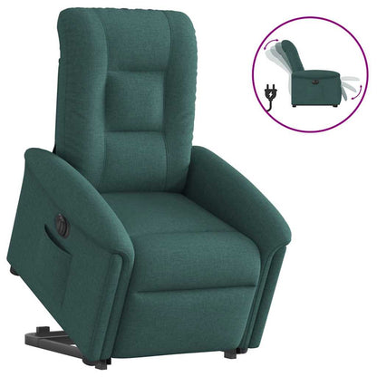 vidaXL Fauteuil releveur électrique en tissu vert foncé