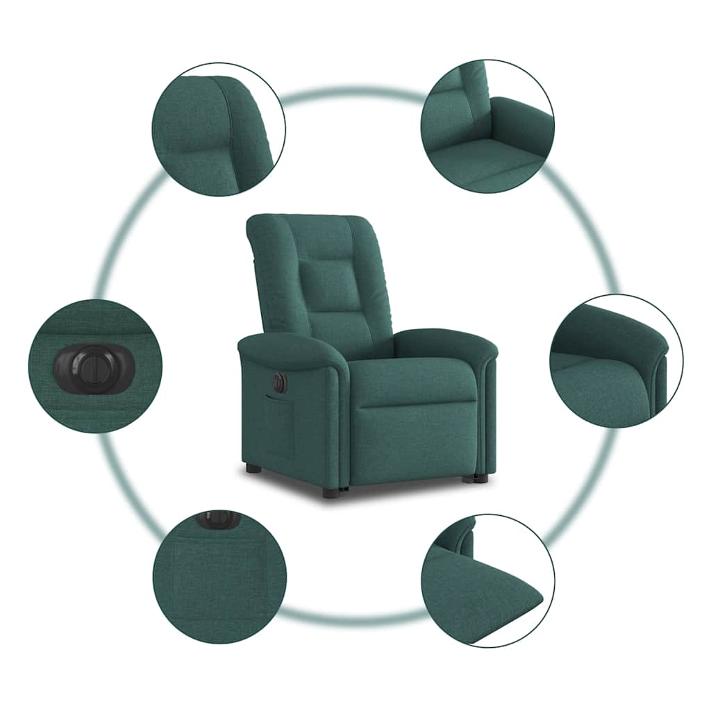 vidaXL Fauteuil releveur électrique en tissu vert foncé