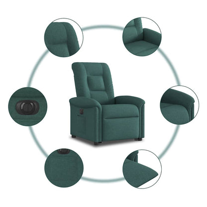 vidaXL Fauteuil releveur électrique en tissu vert foncé