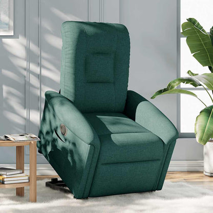 vidaXL Fauteuil releveur électrique en tissu vert foncé