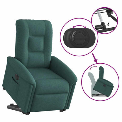 vidaXL Fauteuil releveur électrique en tissu vert foncé
