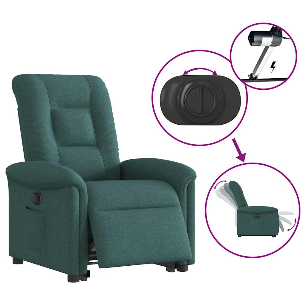 vidaXL Fauteuil releveur électrique en tissu vert foncé
