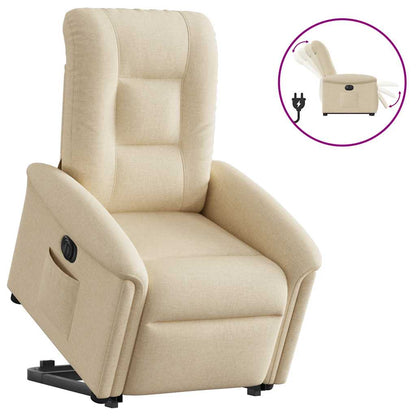 vidaXL Fauteuil de relaxation électrique crème en tissu avec fonction releveur