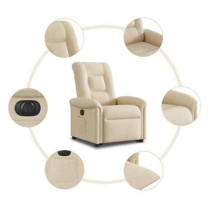 vidaXL Fauteuil de relaxation électrique crème en tissu avec fonction releveur