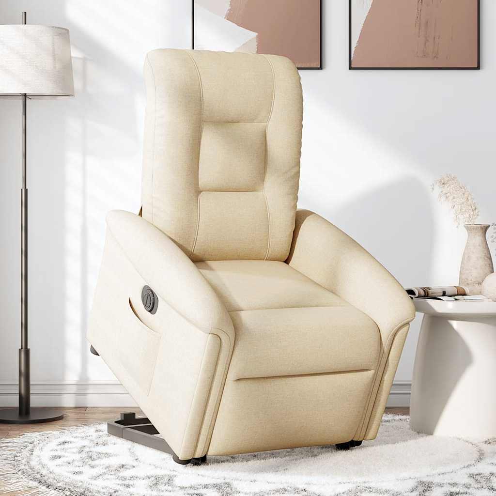 vidaXL Fauteuil de relaxation électrique crème en tissu avec fonction releveur