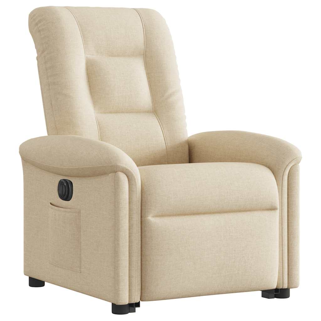 vidaXL Fauteuil de relaxation électrique crème en tissu avec fonction releveur