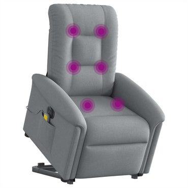 vidaXL Fauteuil de massage électrique releveur en tissu gris clair