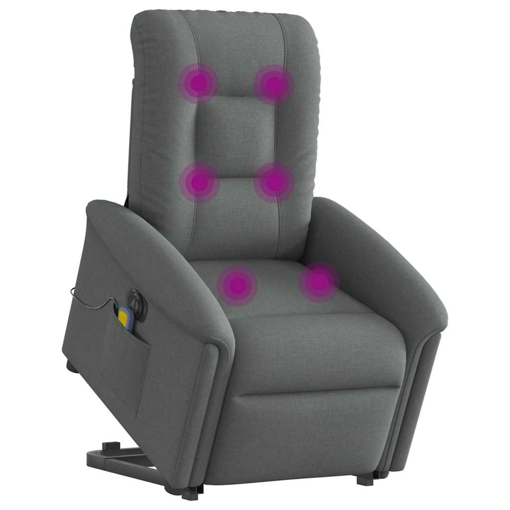 vidaXL Elektrischer Massagesessel mit Aufstehhilfe Dunkelgrau Stoff