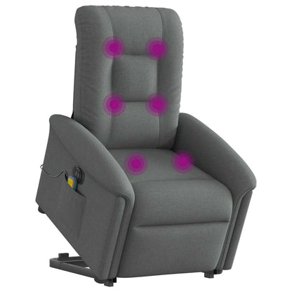 vidaXL Elektrischer Massagesessel mit Aufstehhilfe Dunkelgrau Stoff
