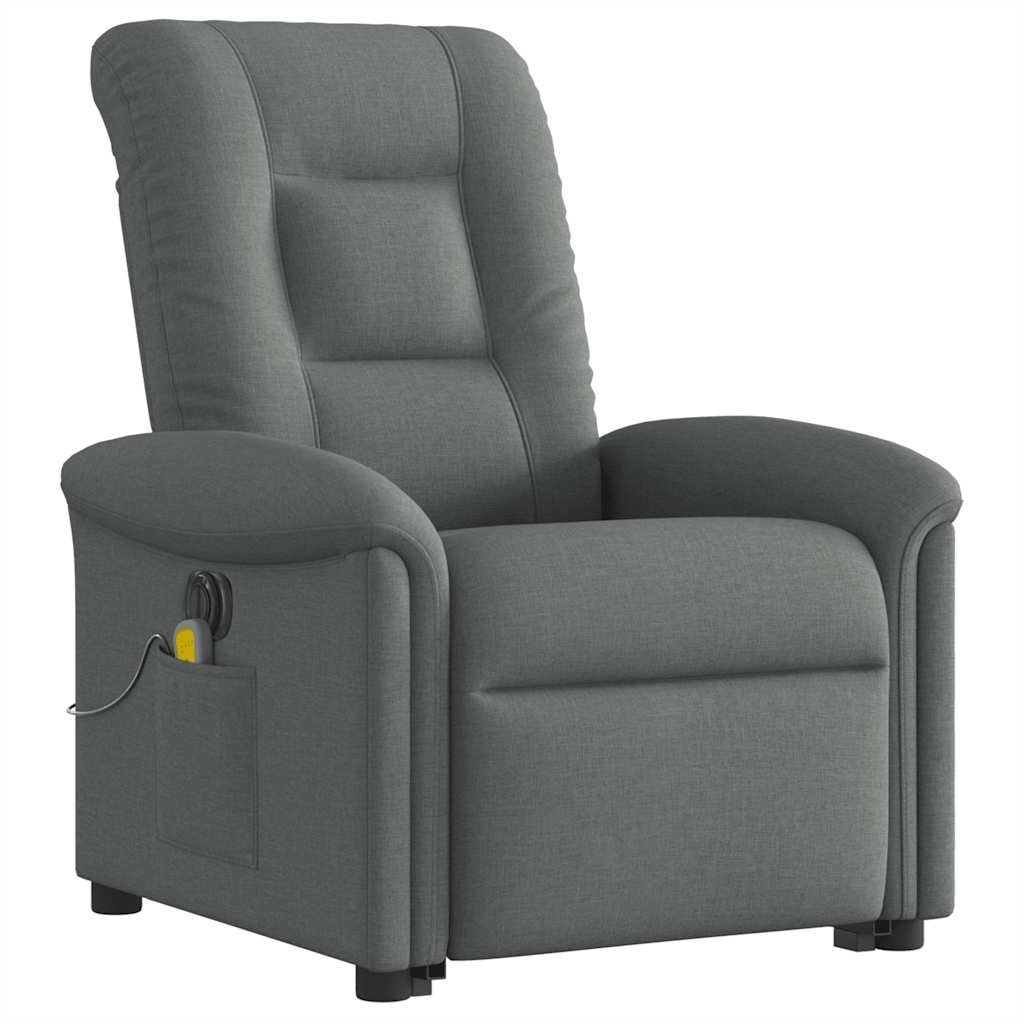 vidaXL Elektrischer Massagesessel mit Aufstehhilfe Dunkelgrau Stoff