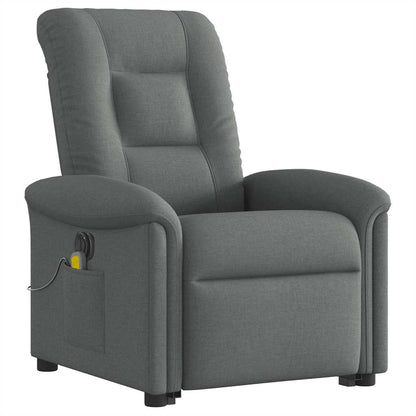 vidaXL Elektrischer Massagesessel mit Aufstehhilfe Dunkelgrau Stoff