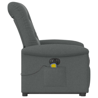 vidaXL Elektrischer Massagesessel mit Aufstehhilfe Dunkelgrau Stoff