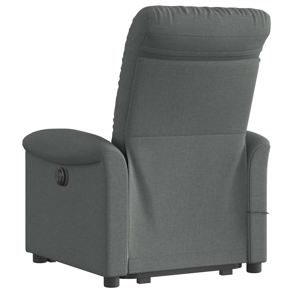 vidaXL Elektrischer Massagesessel mit Aufstehhilfe Dunkelgrau Stoff