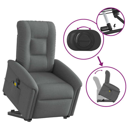 vidaXL Elektrischer Massagesessel mit Aufstehhilfe Dunkelgrau Stoff