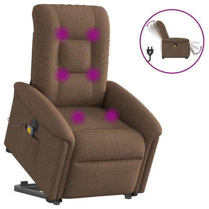 vidaXL Elektrischer Massagesessel mit Aufstehhilfe Braun Stoff