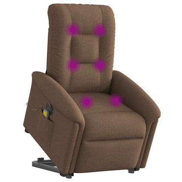 vidaXL Elektrischer Massagesessel mit Aufstehhilfe Braun Stoff