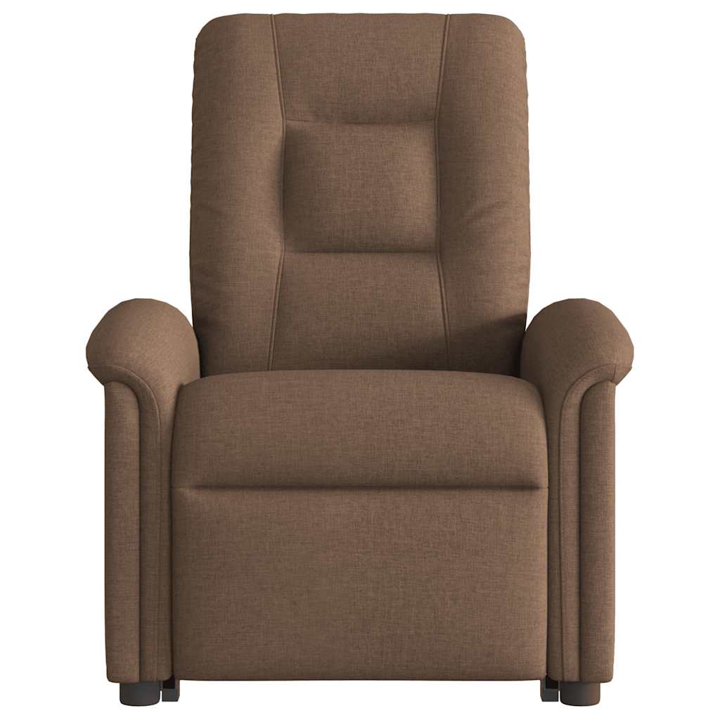 vidaXL Elektrischer Massagesessel mit Aufstehhilfe Braun Stoff