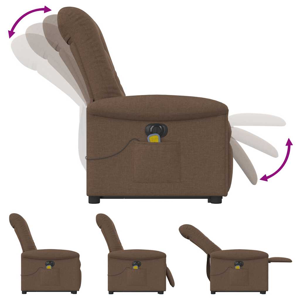 vidaXL Elektrischer Massagesessel mit Aufstehhilfe Braun Stoff