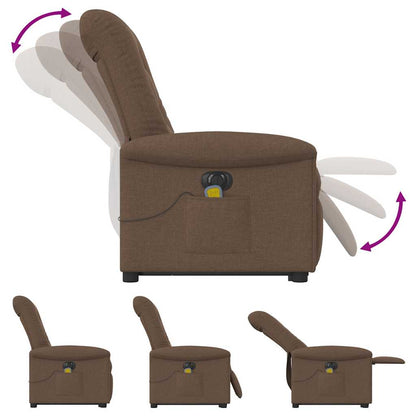 vidaXL Elektrischer Massagesessel mit Aufstehhilfe Braun Stoff