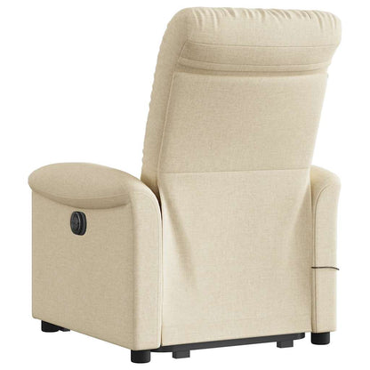 vidaXL Elektrischer Massagesessel mit Aufstehhilfe Creme Stoff
