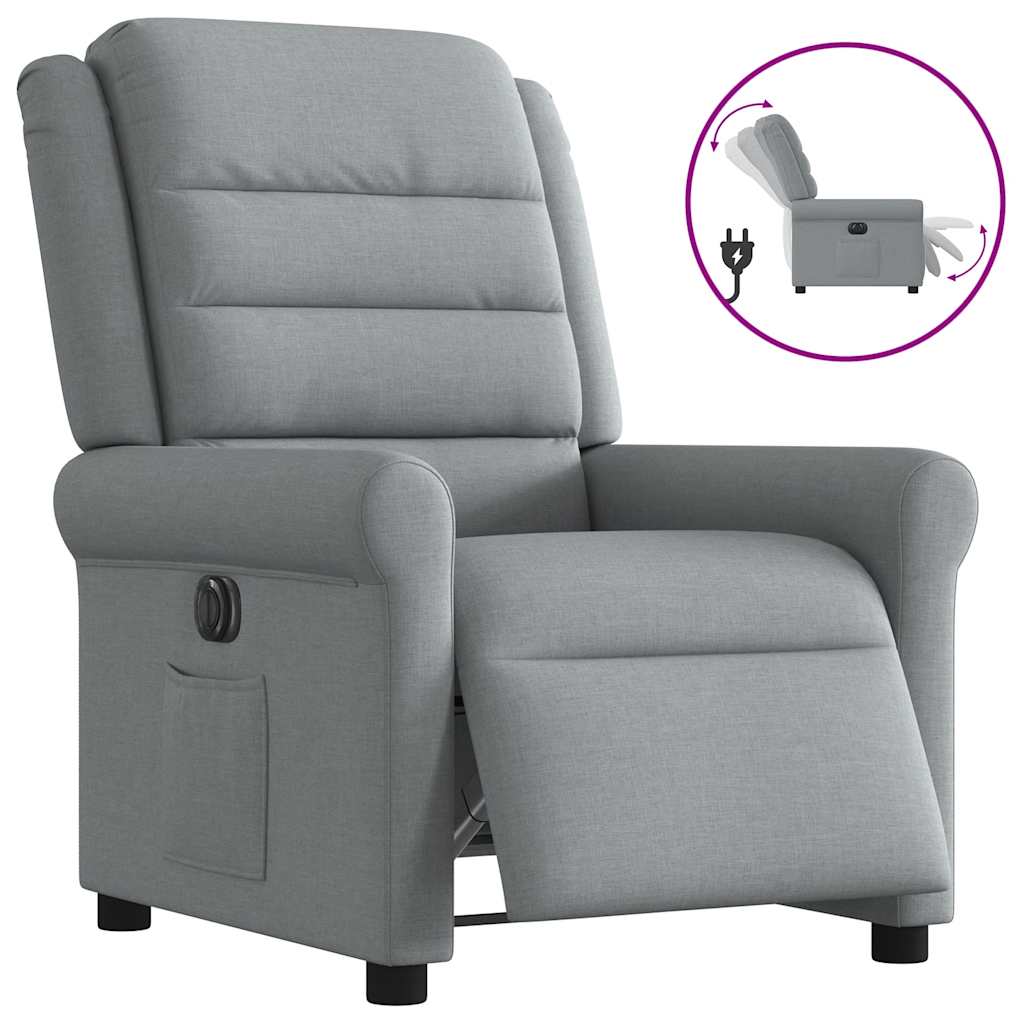 vidaXL Fauteuil relax électrique Gris clair Tissu