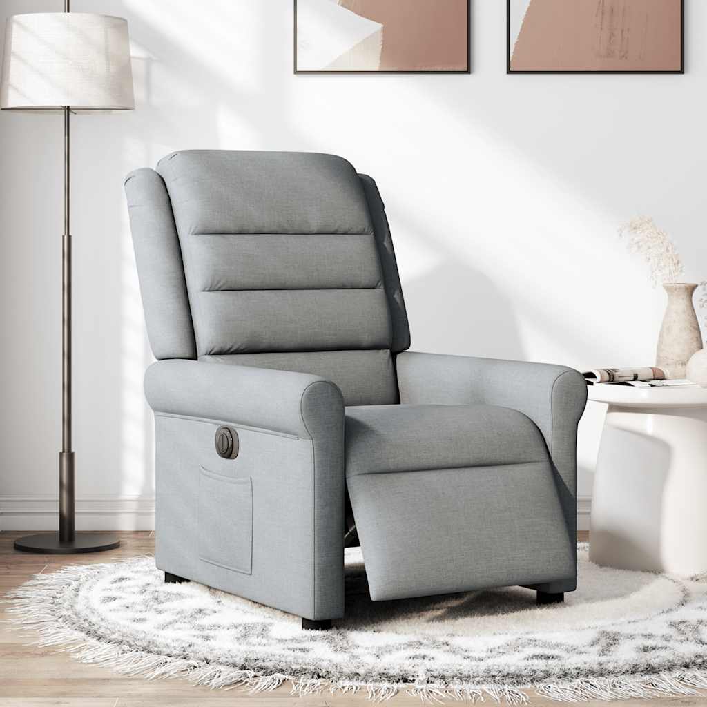 vidaXL Fauteuil relax électrique Gris clair Tissu