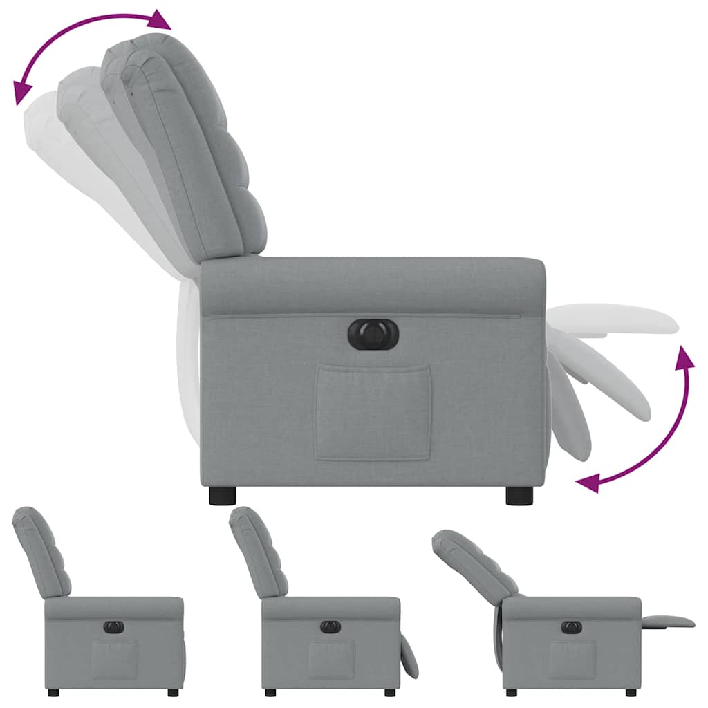 vidaXL Fauteuil relax électrique Gris clair Tissu