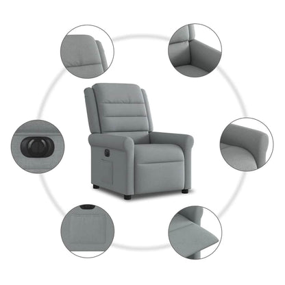 vidaXL Fauteuil relax électrique Gris clair Tissu