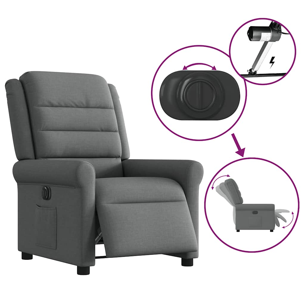 vidaXL Relaxsessel Elektrisch Dunkelgrau Stoff