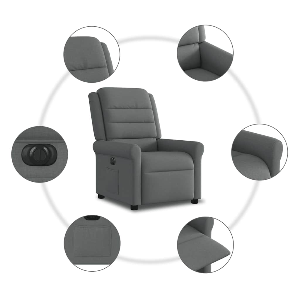 vidaXL Relaxsessel Elektrisch Dunkelgrau Stoff