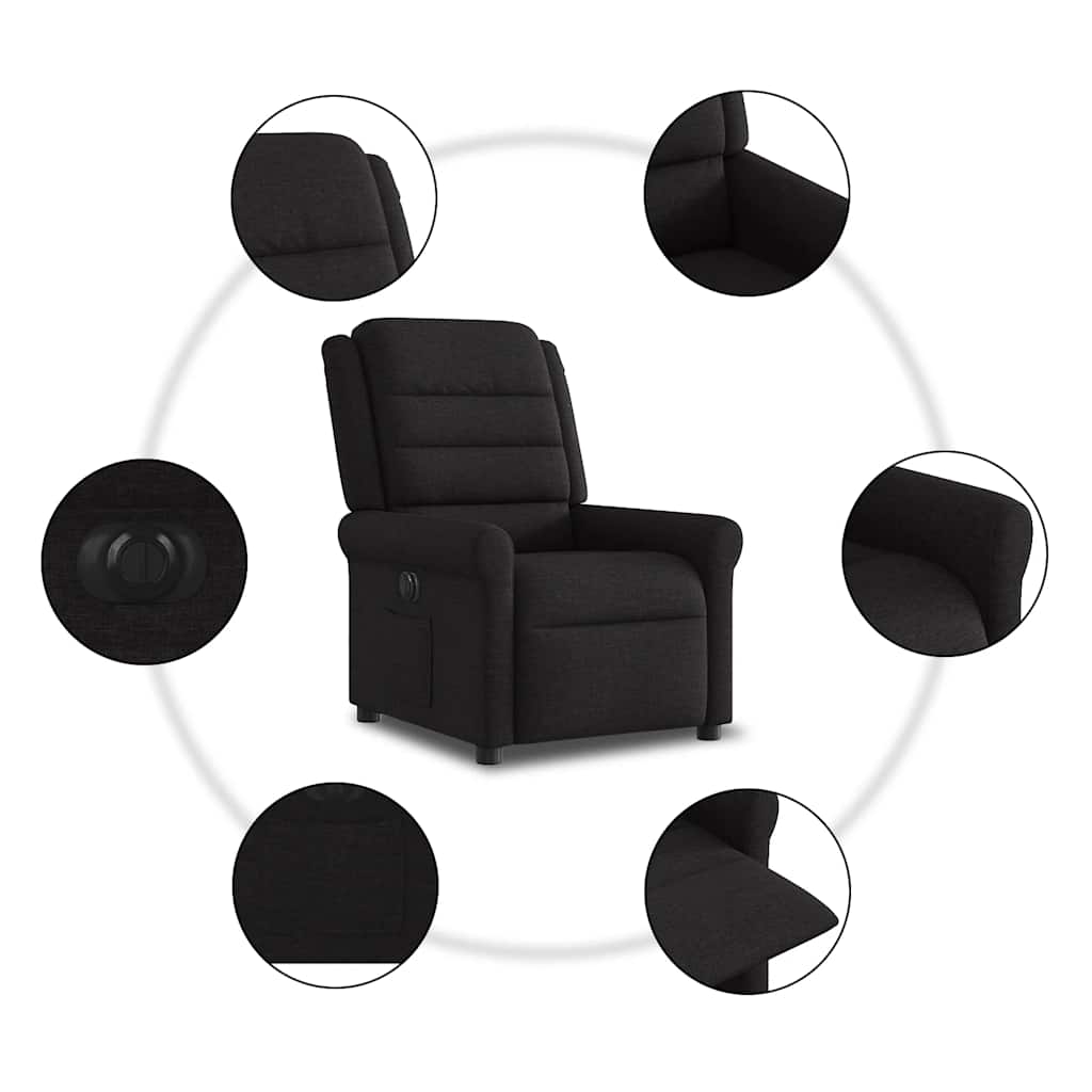 vidaXL Fauteuil relax électrique noir en tissu