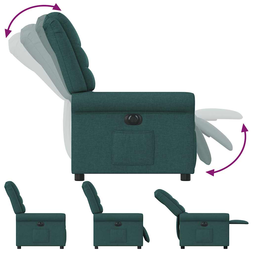 vidaXL Fauteuil relax électrique Vert foncé Tissu